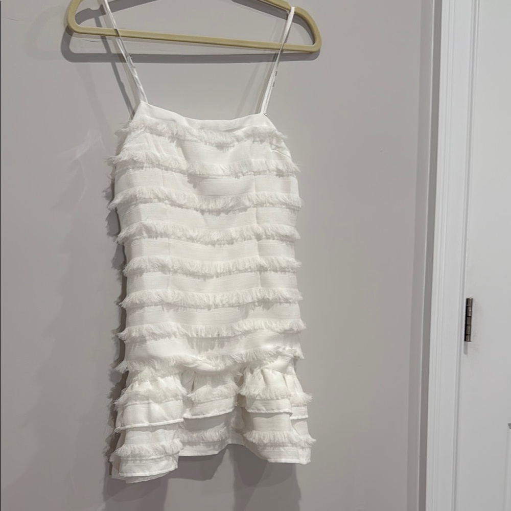 Princess Polly White Tiered Fringe Dress (worn once)
